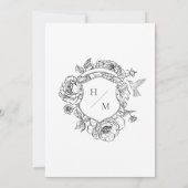 Invitation Elégant Black Chinoiserie Bird & Crest Mariage (Dos)