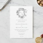 Invitation Elégant Black Chinoiserie Bird & Crest Mariage<br><div class="desc">Venez passer une journée inoubliable avec notre faire-part de mariage baroque vintage et élégante, chef-d'oeuvre d'une élégance intemporelle. Doté d'une délicate crête de chinoiserie noire française, de fleurs et d'oiseaux d'art à la ligne délicate sur un arrière - plan blanc immaculé, ce design dégage un charme et une sophistication classiques....</div>