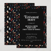 Invitation Élégant Black Doctor Nurse Retirement Party (Devant / Derrière)