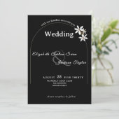 Invitation Elegant Black Floral Arch Typography Wedding (Debout devant)