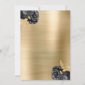 Invitation Elegant Black Floral Gold Brushed Metal Wedding (Dos)
