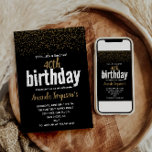 Invitation Elegant Black & Gold 40th Birthday Party<br><div class="desc">Célébrez dans le style avec cette invitation chic noir et or 40e anniversaire! Parfait pour une soirée glamour, ce design présente un look moderne avec des accents dorés luxueux. Personnalisez-le facilement avec les détails de votre fête et donnez le ton pour une nuit inoubliable. Idéal pour lui ou elle tournant...</div>