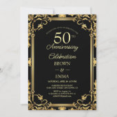 Invitation Elegant Black Gold 50th Anniversary Celebration In (Devant)