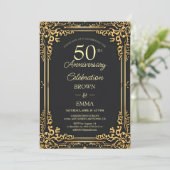 Invitation Elegant Black Gold 50th Anniversary Celebration In (Debout devant)