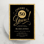 Invitation Elegant Black Gold 50th Birthday