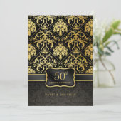 Invitation Elégant Black & Gold 50th Mariage Anniversary Menu (Debout devant)