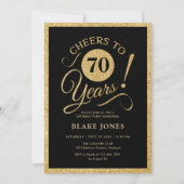 Invitation Elegant Black Gold 70th Birthday (Devant)