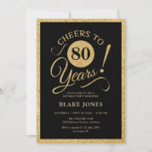 Invitation Elegant Black Gold 80th Birthday (Devant)
