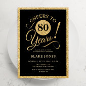 Invitation Elegant Black Gold 80th Birthday