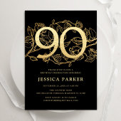 Invitation Elégant Black Gold 90e anniversaire