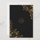 Invitation Elégant Black & Gold Birds Floral Mariage (Dos)