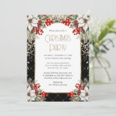 Invitation Elegant Black Gold Botanical Christmas Party (Debout devant)