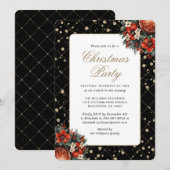 Invitation Elegant Black Gold Botanical Christmas Party (Devant / Derrière)