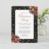 Invitation Elegant Black Gold Botanical Christmas Party (Debout devant)
