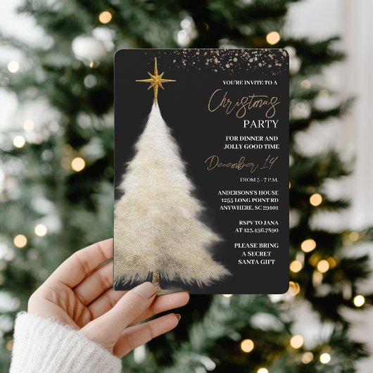 Invitation Elegant Black & Gold Christmas Party 