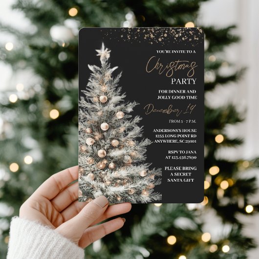 Invitation Elegant Black & Gold Christmas Party