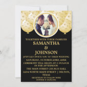 Invitation Élégant Black Gold Confetti Balloons Mariage photo (Devant)