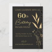 Invitation Elégant Black Gold Custom 60e anniversaire N'impor (Devant)