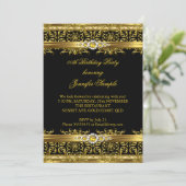 Invitation Elégant Black Gold Damask Diamond Anniversaire (Debout devant)