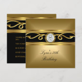 Invitation Elégant Black Gold Diamond Jewel 50e anniversaire (Devant / Derrière)