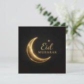 Invitation Elegant Black & Gold Eid Mubarak Card – Premium Is (Debout devant)
