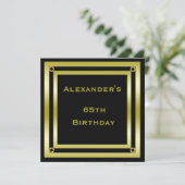 Invitation Élégant Black & Gold encadré homme's 65e anniversa (Debout devant)