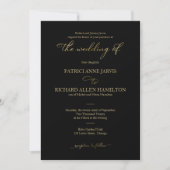 Invitation Élégant Black Gold Foil Script Mariage classique (Devant)