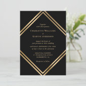 Invitation Elegant Black Gold Geometric Wedding (Debout devant)
