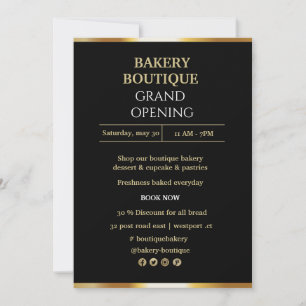 Invitation Elegant Black & Gold Grand Ouverture