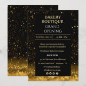Invitation Elegant Black & Gold Grand Ouverture (Devant / Derrière)