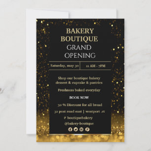 Invitation Elegant Black & Gold Grand Ouverture