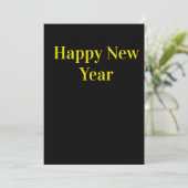 Invitation Elegant Black & Gold Happy New Year Greeting Card (Debout devant)