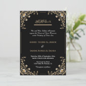 Invitation Elégant Black Gold islamique musulman Mariage code (Debout devant)