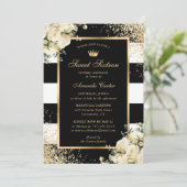 Invitation Elégant Black Gold Ivory Floral Sweet 16 Anniversa (Debout devant)