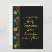 Invitation Élégant Black Gold Latin Folk Floral Mariage (Dos)