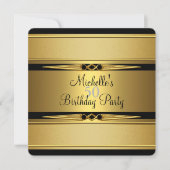 Invitation Elégant Black Gold Metal Look 50e fête d'anniversa (Devant)