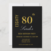 Invitation Elégant Black & Gold moderne 80e anniversaire (Devant)