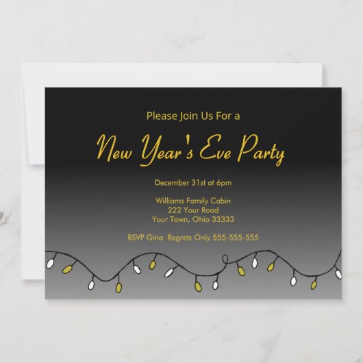 Invitation Elegant Black Gold New Year's Eve Party 2026 (Devant)