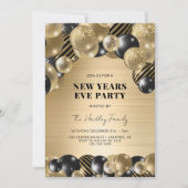 Invitation Elégant Black Gold Nouvel An (Devant)