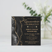 Invitation Elégant Black Gold Parties scintillant Agate Quinc (Debout devant)