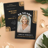 Invitation Elégant Black Gold Parties scintillant Photo 70e a