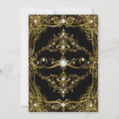 Invitation Elégant Black Gold Pearl Damask Anniversaire (Dos)
