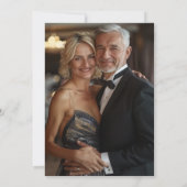 Invitation Elégant Black Gold Photo 50e anniversaire de Maria (Dos)