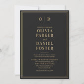 Invitation Elégant Black Gold Photo QR Code Mariage (Devant)