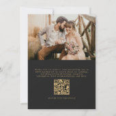 Invitation Elégant Black Gold Photo QR Code Mariage (Dos)