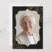 Invitation Elégant Black Gold Photo Surprise 90e anniversaire (Dos)