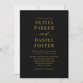 Invitation Elégant Black Gold QR Code Mariage photo classique (Devant)