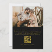 Invitation Elégant Black Gold QR Code Mariage photo classique (Dos)