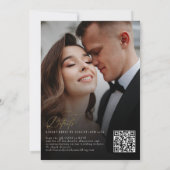 Invitation Elégant Black Gold QR Code Rsvp Tout en un Mariage (Dos)