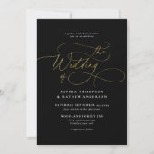 Invitation Elégant Black Gold QR Code Tout en un Mariage (Devant)
